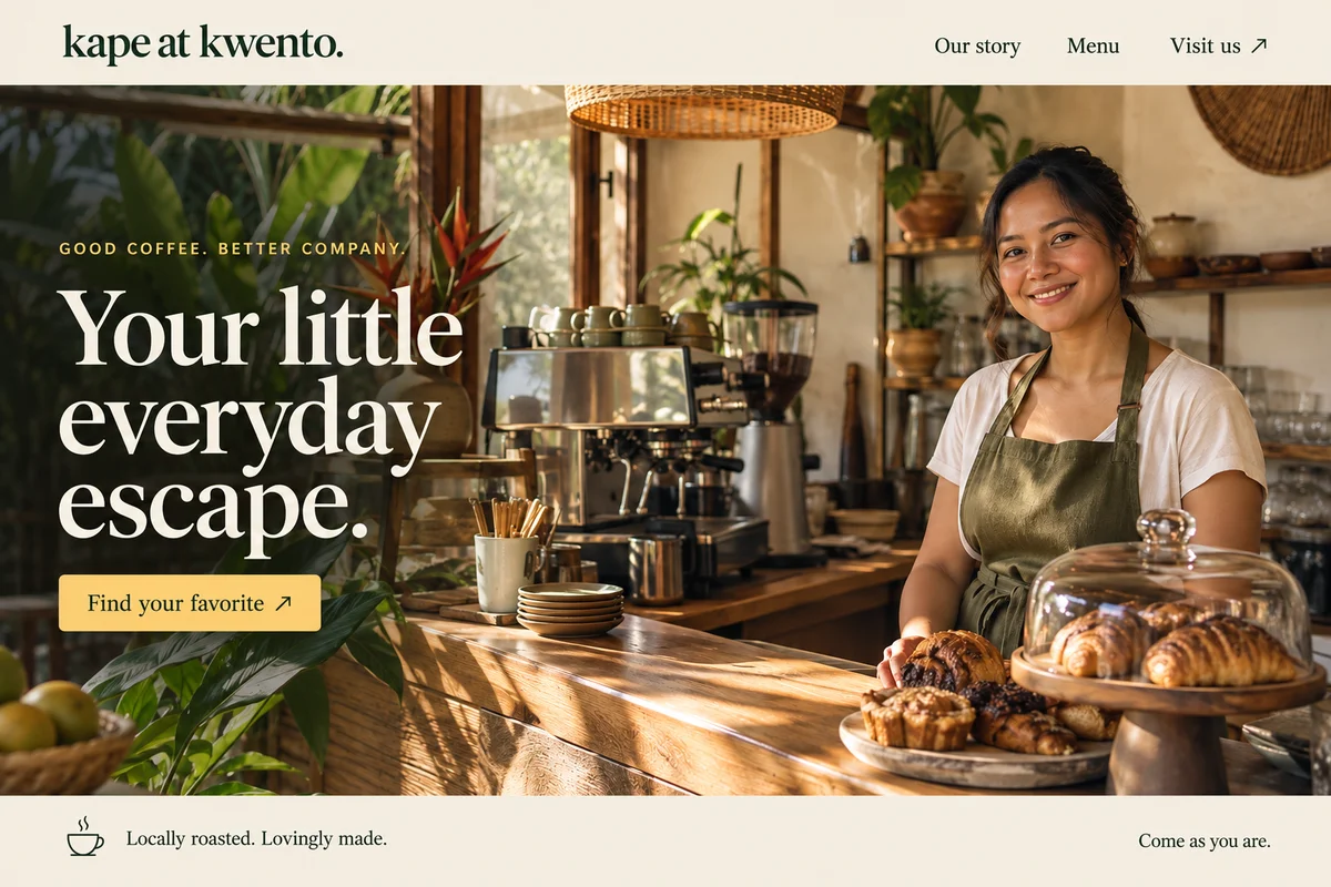 Desktop café website design concept by Luzon Digital