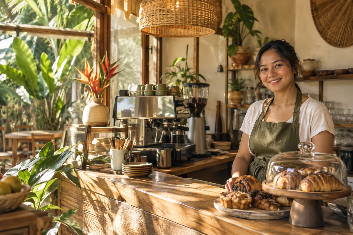 A welcoming neighborhood café, representing the small businesses we design for